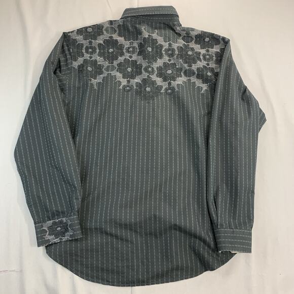 Robert Graham Mens L Black Striped Button Down Shirt Knowledge Wisdom Truth Mens - Picture 8 of 11